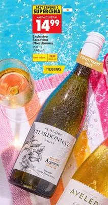 Wino białe półwytrawne Argentina Selection Exclusive Selection Chardonnay promocja w Biedronka