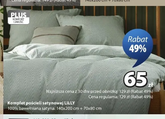 Komplet pościeli satynowej Lilly 140x200 cm promocja w Jysk