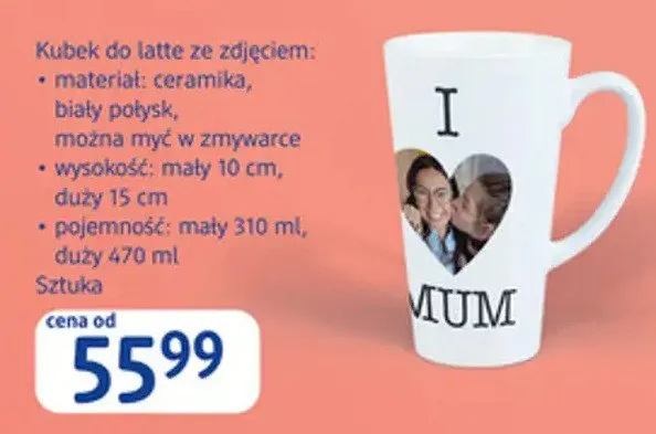 Kubek do latte ze zdjęciem ceramiczny promocja w Drogerie DM