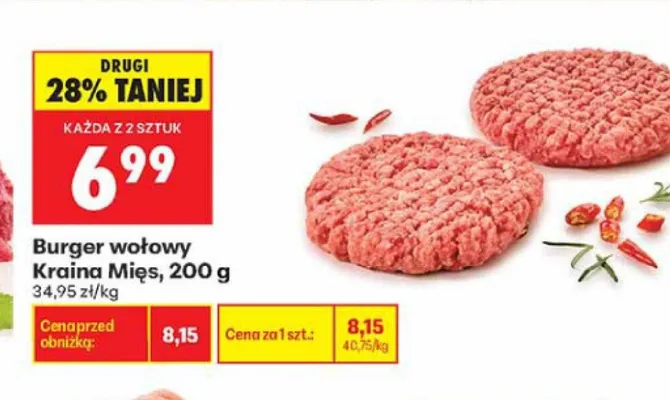 Burger wołowy Kraina Mięs promocja w Biedronka