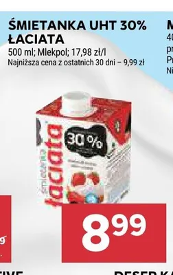 Śmietanka UHT 30% Łaciata promocja w Stokrotka