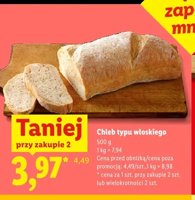 Chleb typu włoskiego promocja w Lidl
