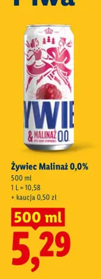 Piwo Malinaż 0,0% promocja w Lidl