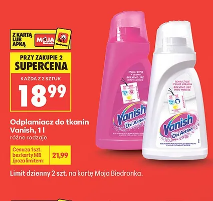 Odplamiacz do tkanin Vanish 1l promocja w Biedronka