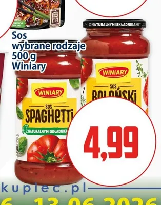Sos boloński Winiary promocja w Kupiec