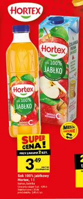 Sok jabłkowy Hortex karton 100% promocja w Twój Market
