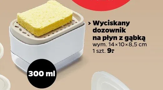 Wyciskany dozownik na płyn z gąbką promocja w Netto
