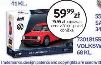 Klocki COBI 73018155 Volkswagen Golf (1974-1983) 68 kl. promocja w Empik