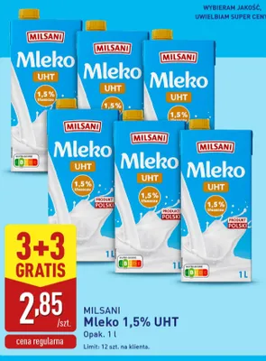 Mleko 1,5% UHT Milsani promocja w Aldi