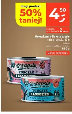 Mokra karma dla kota Łapsie kurczak z kałamarnicą promocja w Dealz