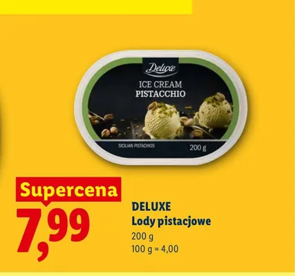 Lody pistacjowe Deluxe promocja w Lidl
