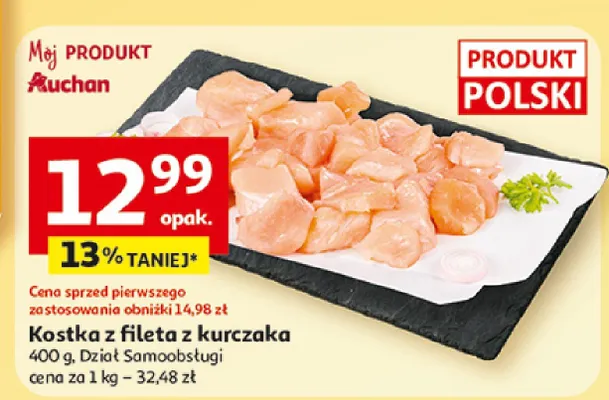 Kostka z fileta z kurczaka promocja w Auchan
