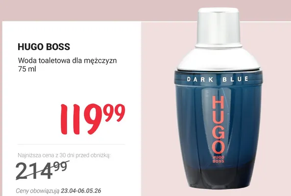 Woda toaletowa dla mężczyzn Hugo Boss Dark Blue promocja w Rossmann