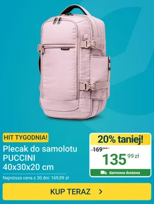 Plecak do samolotu Puccini 40x30x20 cm promocja w ERLI