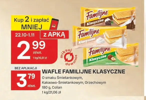 Wafle Familijne Klasyczne o smaku śmietankowym promocja w Chorten