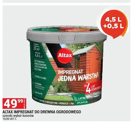 Impregnat do drewna ogrodowego Altax Jedna Warstwa promocja w Merkury Market