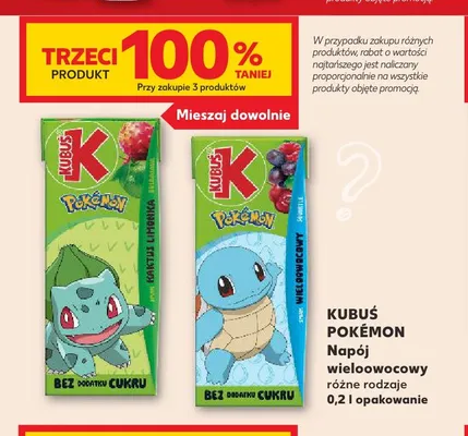 Napój wieloowocowy Kubuś Pokémon kaktus limonka promocja w Kaufland