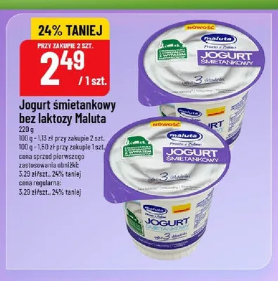 Jogurt śmietankowy bez laktozy Maluta promocja w POLOmarket
