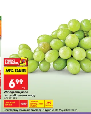 Winogrona jasne bezpestkowe na wagę promocja w Biedronka