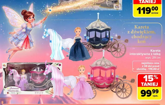 Kareta interaktywna z lalką wys. 29 cm promocja w Carrefour