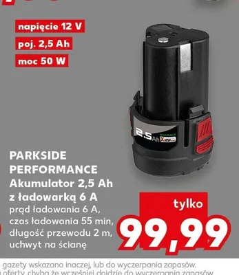 Akumulator z ładowarką Parkside Performance 2,5Ah promocja w Kaufland