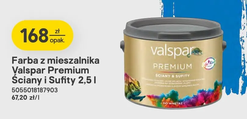 Farba z mieszalnika Valspar Premium Ściany i Sufity promocja w Castorama