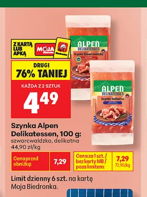 Szynka szwarcwaldzka Alpen Delikatessen promocja w Biedronka