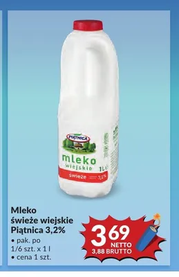 Mleko świeże wiejskie Piątnica 3,2% promocja w Makro
