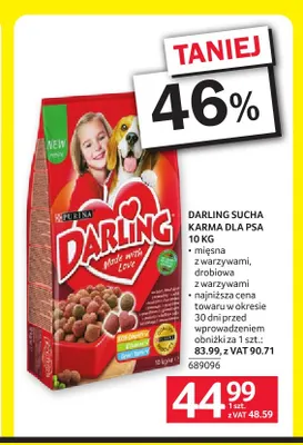 Darling sucha karma dla psa drobiowa z warzywami promocja w Selgros
