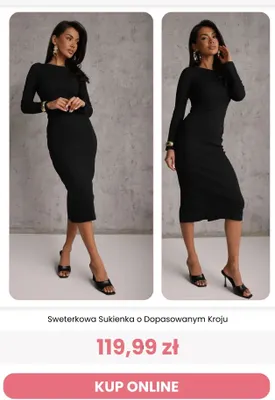 Sweterkowa sukienka o dopasowanym kroju Renee promocja w Renee