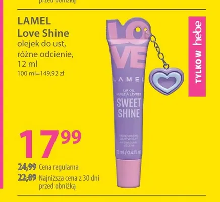 Olejek do ust Love Shine Lamel promocja w Hebe
