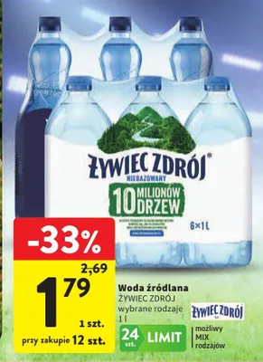 Woda źródlana Żywiec Zdrój promocja w Intermarche