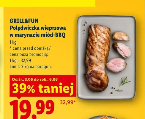 Polędwiczka wieprzowa w marynacie miód-BBQ Grill&Fun promocja w Lidl