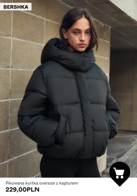 Pikowana kurtka oversize z kapturem Bershka promocja w Bershka