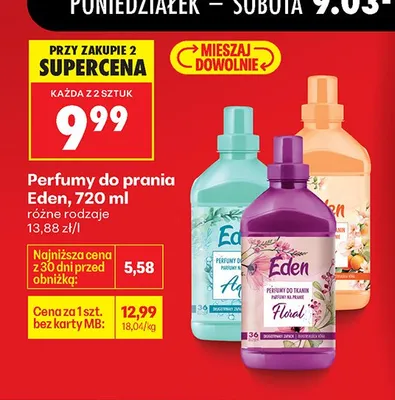 Perfumy do prania różne rodzaje Eden promocja w Biedronka