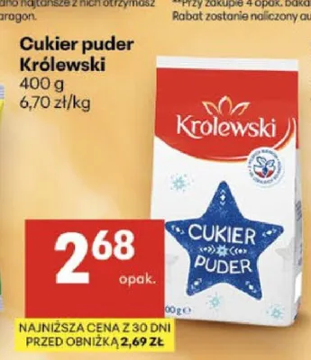 Cukier puder Królewski promocja w Delikatesy Centrum
