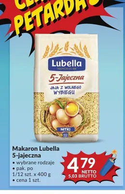 Makaron Lubella 5-jajeczna promocja w Makro