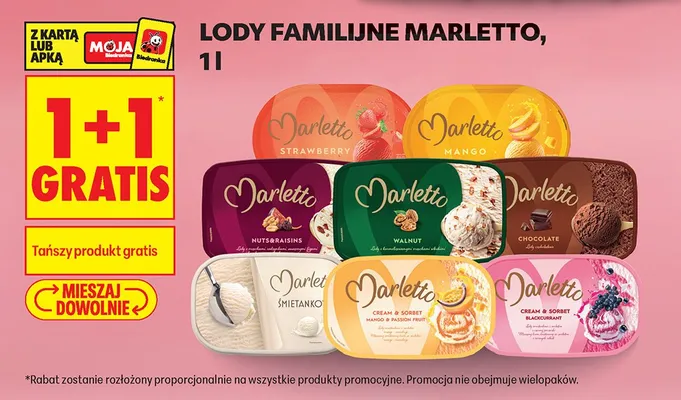 Lody familijne Marletto Strawberry promocja w Biedronka