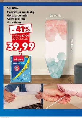 Pokrowiec na deskę do prasowania Vileda Comfort Plus 3-warstwowy 110-130x30-45cm promocja w Kaufland
