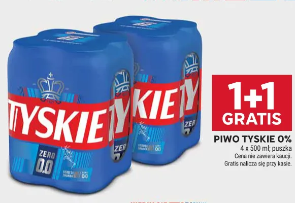 Piwo bezalkoholowe Tyskie 4-pak 500 ml promocja w Stokrotka