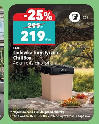 Lodówka turystyczna LAFE ChillBox 46cm x 42cm x 34cm 26l promocja w Biedronka