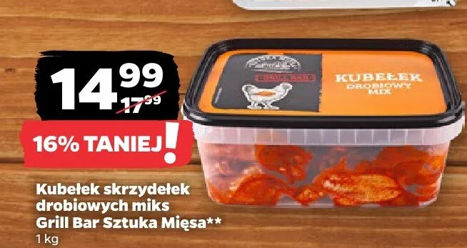 Kubełek skrzydełek drobiowych miks Grill Bar Sztuka Mięsa promocja w Netto
