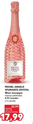Wino musujące Michel Angelo Spumante Crystal różowe półsłodkie promocja w Kaufland
