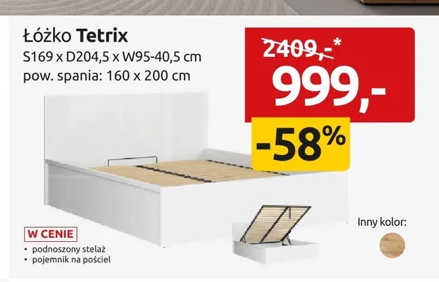 Łóżko Tetrix promocja w Black Red White