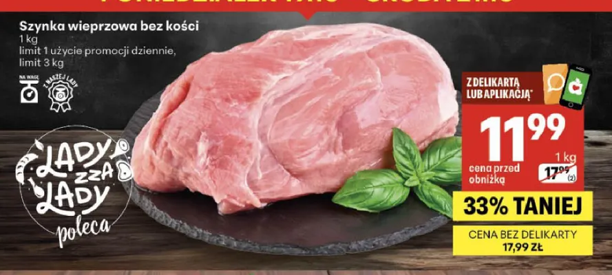 Szynka wieprzowa bez kości promocja w Delikatesy Centrum