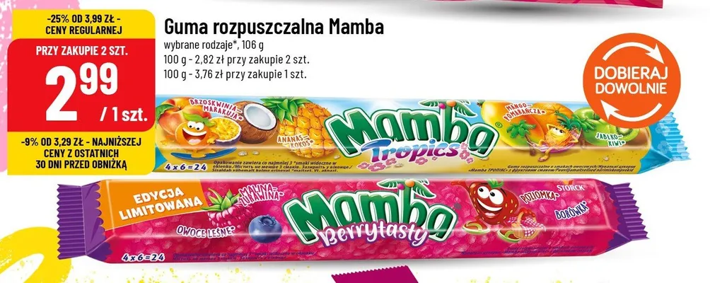 Guma rozpuszczalna Mamba promocja w POLOmarket