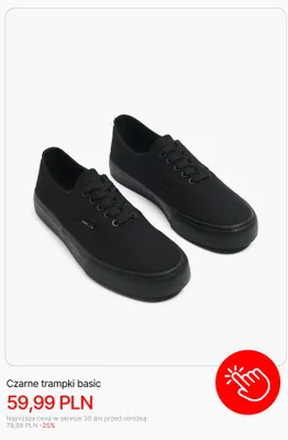 Trampki czarne basic Cropp promocja w Cropp