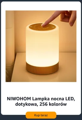 Lampka nocna LED NIWOHOM dotykowa 256 kolorów promocja w Amazon