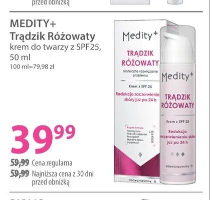 Trądzik Różowaty krem do twarzy z SPF25 Medity+ promocja w Hebe