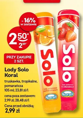 Lody Solo Koral tropikalne promocja w Żabka